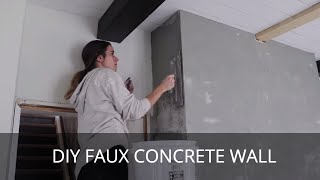 DIY Faux Concrete Wall  Cement Fireplace Surround [upl. by Ruyam229]