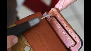 How to Hand stitching leather with traditional saddle stitch [upl. by Compte]