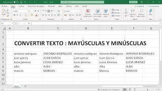 Cambiar texto a MayúsculasMinúsculas en Excel [upl. by Ahsiniuq]