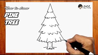 How to draw a Pine Tree step by step [upl. by Ahens]