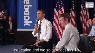 Learn English with President Obama and Mark Zuckerberg at Facebook Town Hall  English Subtitles [upl. by Panthea272]