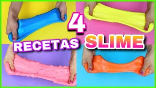 4 RECETAS PARA HACER SLIME  SLIME FÁCIL Y SIN BÓRAX  NatyGloss [upl. by Enilasor]