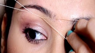 Painless Eyebrow Threading Tutorial At Home Useful Tips  SUPER EASY [upl. by Coretta39]