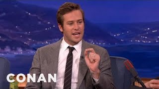 Armie Hammer Had A Weird First Meeting With Johnny Depp Rehearsing For quotThe Lone  CONAN on TBS [upl. by Anyt]