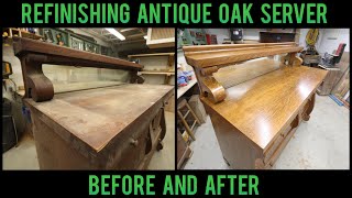 Refinishing Antique Tiger Oak Server  1820  Furniture Repair Restoration  How To Woodworking [upl. by Inaja]