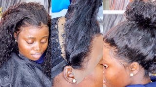 How to install Lace Frontal Sew in Weave with no glue [upl. by Loriner481]