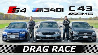 2020 BMW M340i vs Audi S4 vs MercedesAMG C43  DRAG amp ROLL RACE [upl. by Omari]