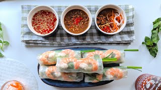 HOW TO MAKE AUTHENTIC VIETNAMESE SPRING ROLLS GOI CUON  3 WAYS SPRING ROLL SAUCE RECIPE [upl. by Raleigh522]