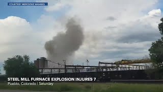 RAW Colorado steel mill furnace explosion injures 7 [upl. by Amerd]