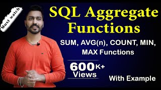 Lec67 SQL Aggregate Functions  SUM AVGn COUNT MIN MAX Functions  DBMS [upl. by Lesirg]