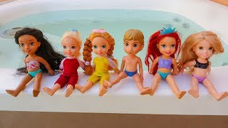 Elsa and Anna toddlers pool party and challenges [upl. by Marney]