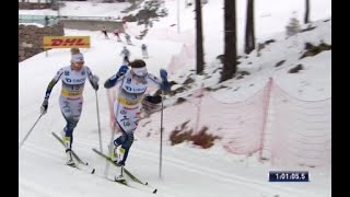 🇸🇪 Ebba Andersson og 🇸🇪 Frida Karlsson jakt på 🇳🇴 Therese Johaug  Holmenkollen tremila 7 mars 2020 [upl. by Okoyk180]