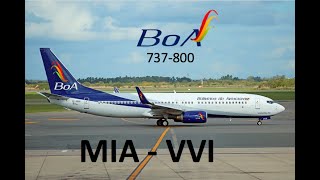 TRIP REPORT  Boliviana de Aviación BoA  Boeing 737800  Economy  Miami  Santa Cruz Bolivia [upl. by Ylliw213]