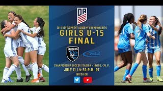 2019 Development Academy Finals U15 Girls Final  Colorado Rush vs San Jose Earthquakes [upl. by Eirual]