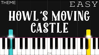 Howl’s Moving Castle Theme  EASY Piano Tutorial [upl. by Nsaj]