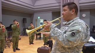 USARJ Band teaches JGSDF how to play the bugle [upl. by Brom]