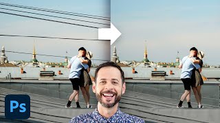 Remove Power Lines from Any Photo in Photoshop [upl. by Hairehcaz]