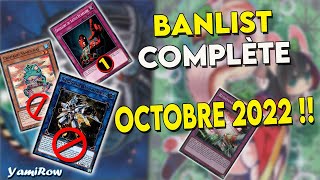 YuGiOh BANLIST COMPLÈTE OFFICIELLE  OCTOBRE 2022 [upl. by Eceined]