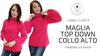 TUTORIAL Maglia TopDown collo alto uncinetto 💖lafatatuttofare💖 [upl. by Ylatfen]