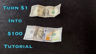 Turn 1 into 100  Magic Money Trick Dollar Manipulation Tutorial  100 Subscribers Special [upl. by Dleifyar]