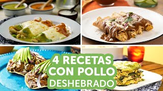 4 recetas con pollo deshebrado  Kiwilimón [upl. by Latterll870]