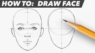 How To Draw Face  Easy Beginner Proportion Tutorial [upl. by Karlise]