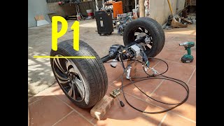 Electric car 48v1000w P1 Rear differential  attached to the electric motor [upl. by Einittirb438]