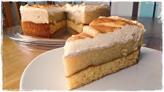 schwedische APFELTORTE mit saftigem MARZIPANBISKUIT  Apfelkuchen [upl. by Wilone706]