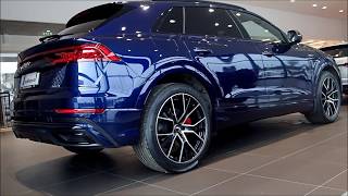 Stunning Audi Q8 50 TDI quattro 286 PS in Navarra blue walkaround [upl. by Ahsaeym]