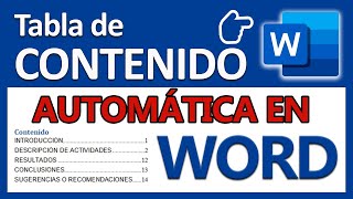 🛑 Cómo crear Tabla de CONTENIDO AUTOMÁTICA🏹 en Word 2022 muy Fácil [upl. by Appel582]