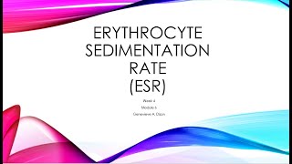 Erythrocyte Sedimentation Rate [upl. by Bernhard]