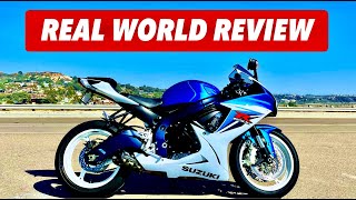 Suzuki GSXR 600 Real World Road Review Sound Acceleration Handling 20112020 [upl. by Rebmak]