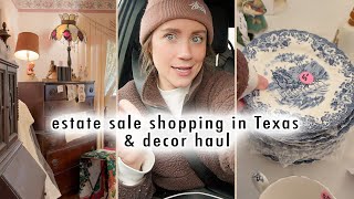 COTTAGE DIARIES  estate sale shopping in Texas amp decor haul [upl. by Anoed]