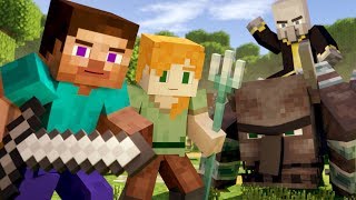 VILLAGE RAID  Alex and Steve Life Minecraft Animation [upl. by Areema]