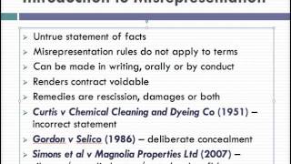 Misrepresentation Lecture 1 of 4 [upl. by Taylor]