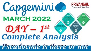 Capgemini Day 1 MARCH 2022  Capgemini Pseudocodes  Capgemini Exam Analysis [upl. by Osy]