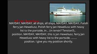 MF Jan Heweliusz MAYDAY call with subtitles and translation recording [upl. by Eelahs533]