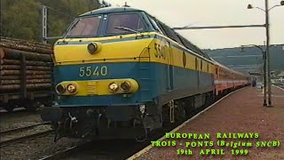 European Railways in the 1990s Trois Ponts Station Belgium SNCB on 19th April 1999 [upl. by Randa493]