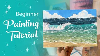 Acrylic Painting Tutorial  How To Paint Waves for beginners [upl. by Anerual]