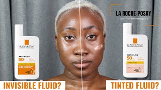 LA ROCHE POSAY ANTHELIOS ULTRALIGHT INVISIBLE FLUID vs TINTED FLUID SPF 50  REVIEW ON DARK SKIN [upl. by Wolenik]