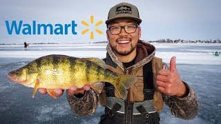 Walmart Lure Ice Fishing Challenge PERCH CATCH CLEAN COOK [upl. by Tuddor908]