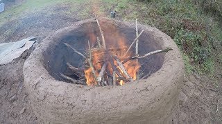 Making a primitive lime burning kiln [upl. by Phaih]