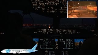 TUIfly Boeing 787 Dreamliner COCKPIT VIEW from Palma to Amsterdam NIGHT APPROACH at Schiphol [upl. by Angadresma124]