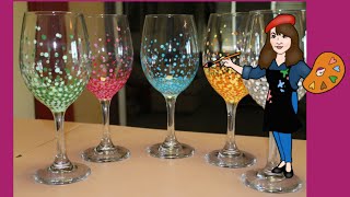 How To Paint Wine Glasses  Wine Glass Painting  Paint Night  Adult Painting Class [upl. by Karen]