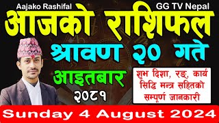 Aajako Rashifal Saun 20  Todays Horoscope 4 August 2024  aajako rashifal  nepali rashifal [upl. by Ynaittirb236]