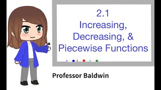 Increasing Decreasing and Piecewise Functions [upl. by Angy527]