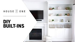 How to Build a Custom Builtin Shelving Unit  House One [upl. by Iruj]