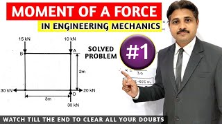 MOMENT OF A FORCE ABOUT A POINT IN ENGINEERING MECHANICS SOLVED PROBLEM 1 [upl. by Egide]