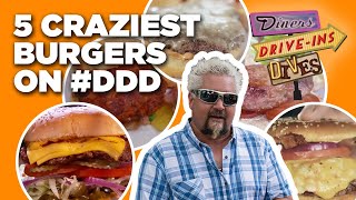 Top 5 MostINSANE Burgers Guy Fieri Has Tried on Diners DriveIns and Dives  Food Network [upl. by Gnay]