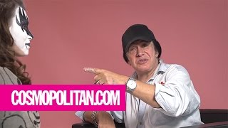 Gene Simmons Gives KISS Makeup Tutorial  Cosmopolitan [upl. by Namsaj]